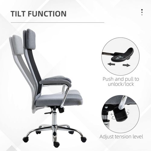 Office Chair Mesh High Back Swivel Task Home Desk Chair w/ Arm, Grey