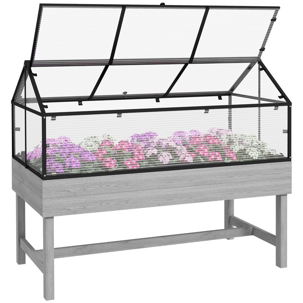 Raised Garden Bed w/ Polycarbonate Panel & Top Vent for Vegetables - Professional Quality