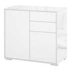 High Gloss Frame Sideboard, Side Cabinet, Push-Open Design with 2 Drawer for Living Room, Bedroom, White in White