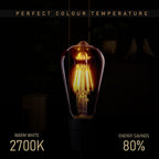 E27 LED Edison Dimmable Vintage Amber Glass Light Bulb - 2 Pack, Warm White 2700K - Professional Quality