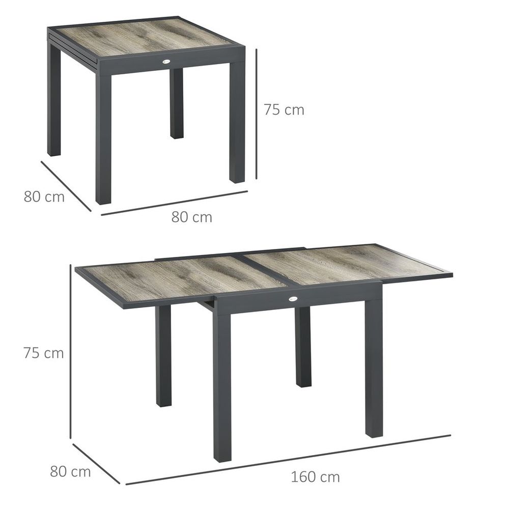 Extendable Outdoor Dining Table - Aluminium Rectangular Patio Table