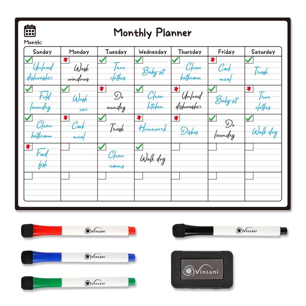 Monthly Planner Set: 4 Markers & Eraser