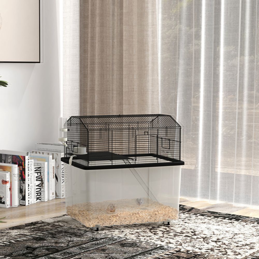 2-Tier Hamster Cage w/ Food Dish & Ramp - Spacious & Stylish Home for Your Small Pets