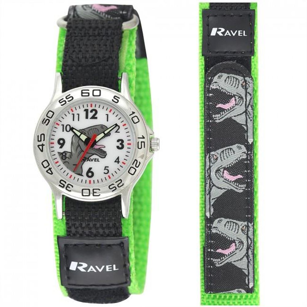 Ravel Children Velcro Nylon Watch Available Multiple Colour & Design R1507 Green Black