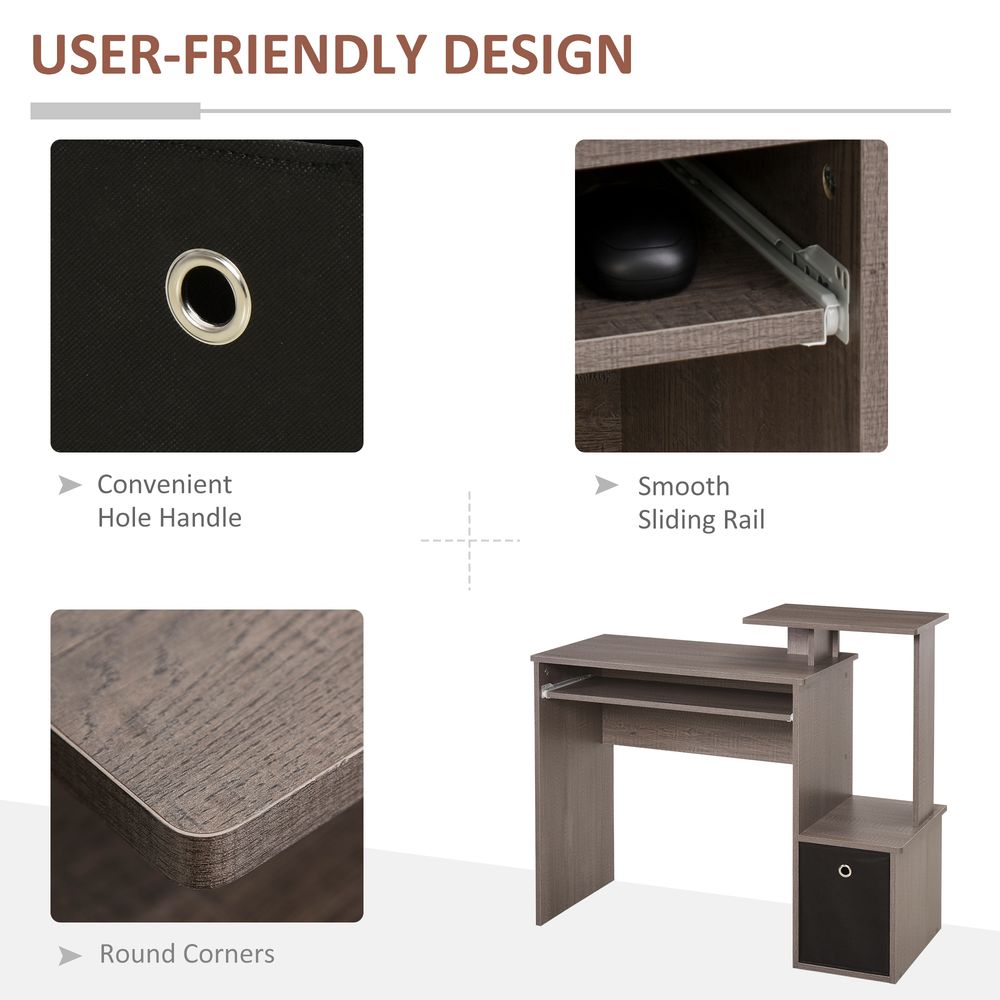 2021 Home Office Computer Desk - Sliding Keyboard Tray, Storage Drawer, Shelf - Sleek Grey Design