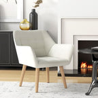 Velvet-Feel Accent Chair with Arms Slanted Back Wood Legs