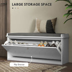 10-Pair Shoe Bench: White, Entryway, Cushion, Flip Drawer