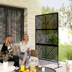 Decorative Outdoor Divider Privacy Panel with Stand, Rhombus Black