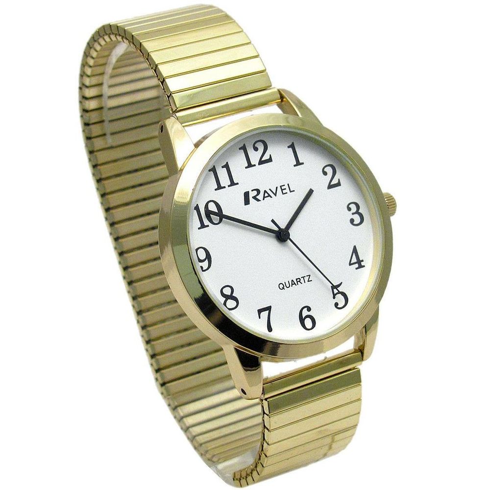 Men's Gold Bracelet Watch - Bold Number White Dial