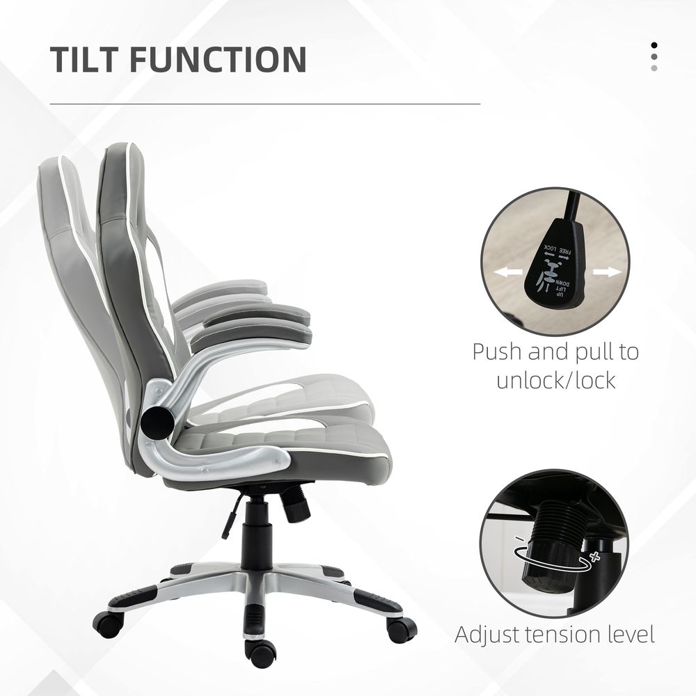 Adjustable Racing Gaming Chair with Armrests - Grey