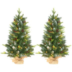 2 Pieces 2' Prelit Artificial Tabletop Christmas Trees, LED Display