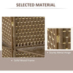 4-Panel Folding Wall Divider Room w/ Shelves, Privacy Screen Panels, Brown