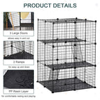 Pet Playpen DIY Small Animal Cage Enclosure Metal Wire Fence 39 Panels with 3 Doors 2 Ramps for Kitten Bunny Chinchilla Pet Mink Black