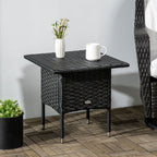 PE Rattan Outdoor Coffee Table, Patio & Garden Black Side Table