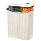 Organizer - Rectangular Bamboo Laundry Basket, White, Divider