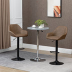 Swivel Barstools: Set of 2, PU Leather, Steel Brown