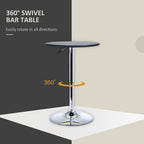 Chrome Steel Adjustable Round Bar Table, Stylish, and Versatile - Addition to Any Room!