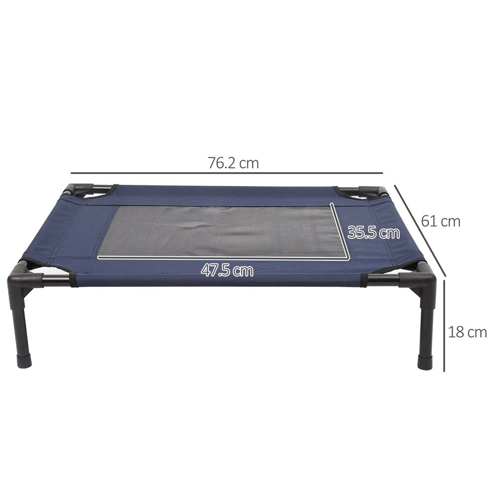 Dog Cat Puppy Pet Elevated Raised Cot Bed Portable Camping Basket - Blue (Medium)