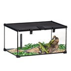 Glass Reptile Terrarium Insect Breeding Tank Vivarium Habitats with Thermometer for Lizards, Horned Frogs, Snakes, Spiders - Medium 50 x 30 x 25cm