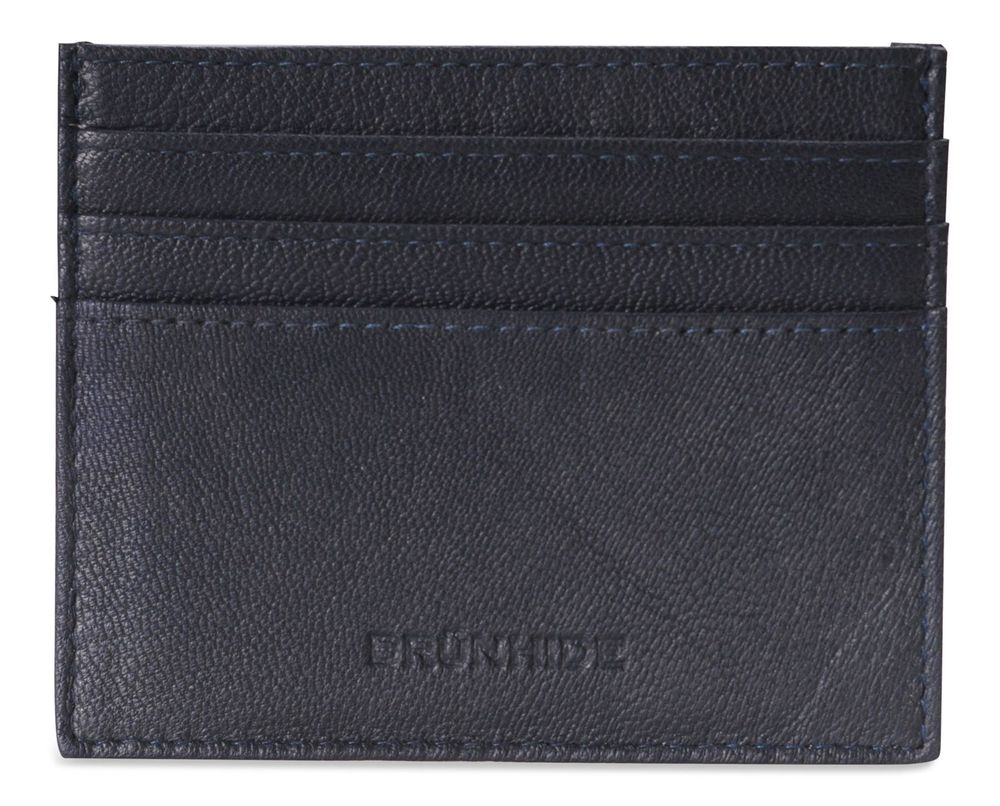 Brunhide Slim 100% Soft Leather Credit Card Holder - 254-300 Navy