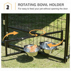 Outdoor Dog House Kennel: Canopy Top, Secure Lock, and Rotating Bowl Holder
