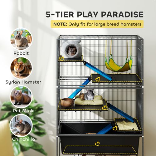 5 Levels Rolling Small Animal Cage with Non Slip Cloth Covered Ramps