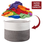 Laundry Basket Wht & Natural