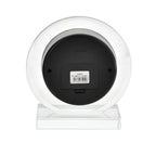 Wm.Widdop Round Glass Mantel Clock - Contemporary Design, Silver Bezel, Roman Numeral Dial - Gift, Long-lasting Style