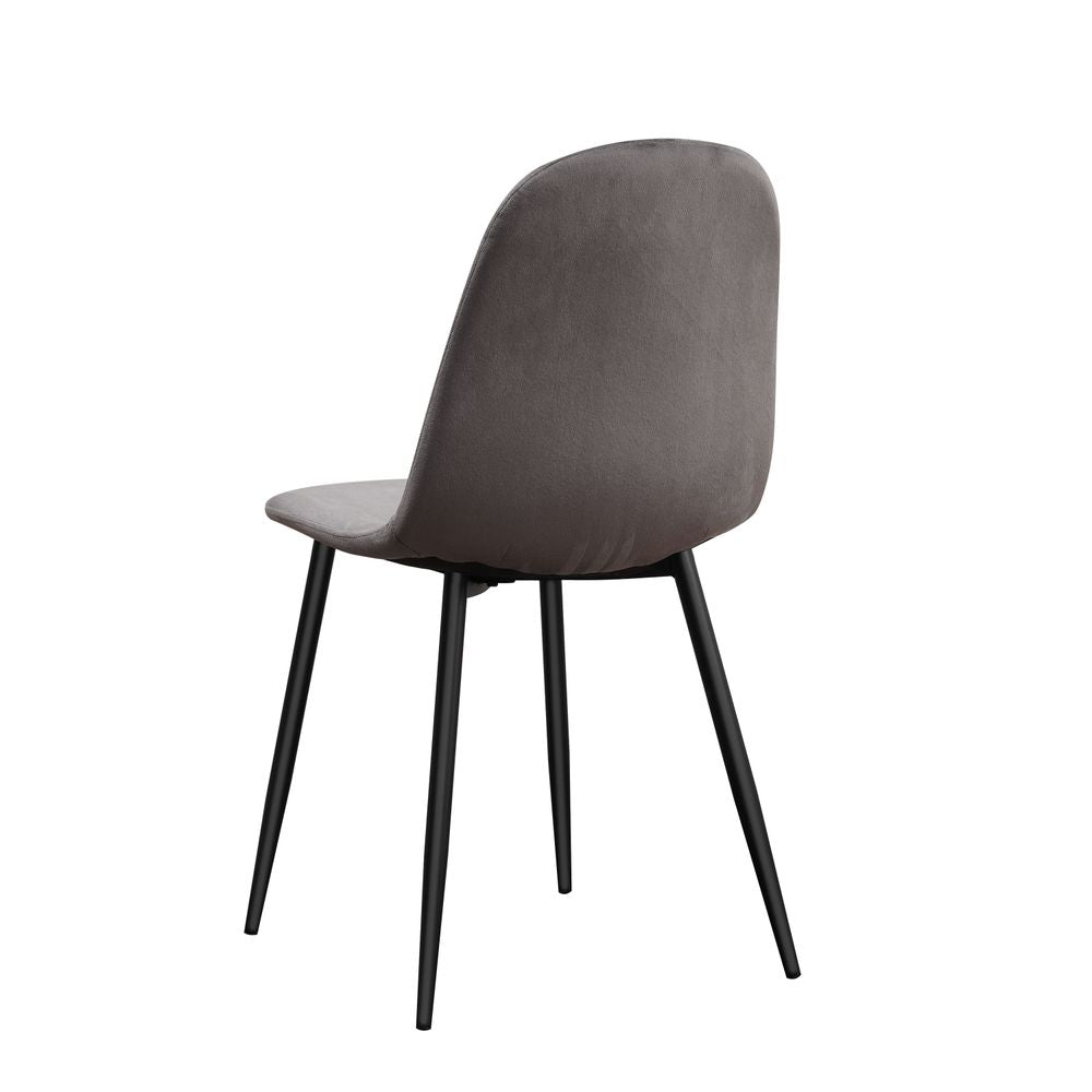 Velvet Grey Chair with Stylish Black Metal Legs