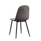 Velvet Grey Chair with Stylish Black Metal Legs