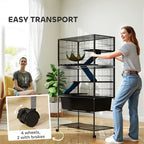 5 Levels Rolling Small Animal Cage with Non Slip Cloth Covered Ramps
