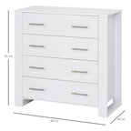Chest Of 4 Drawers Storage Cabinet Bedroom Clothes w/Metal Handles Base Freestanding Unit Furnishing Living Room White