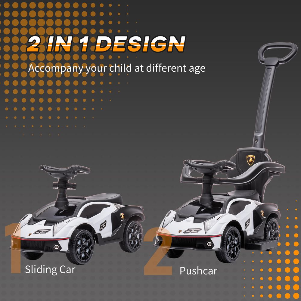 2 in 1 Baby Ride on Push Car Toddler Push Along Car, White