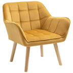 Luxe Velvet-Feel Accent Chair: Wide Arms, Slanted Back, Yellow