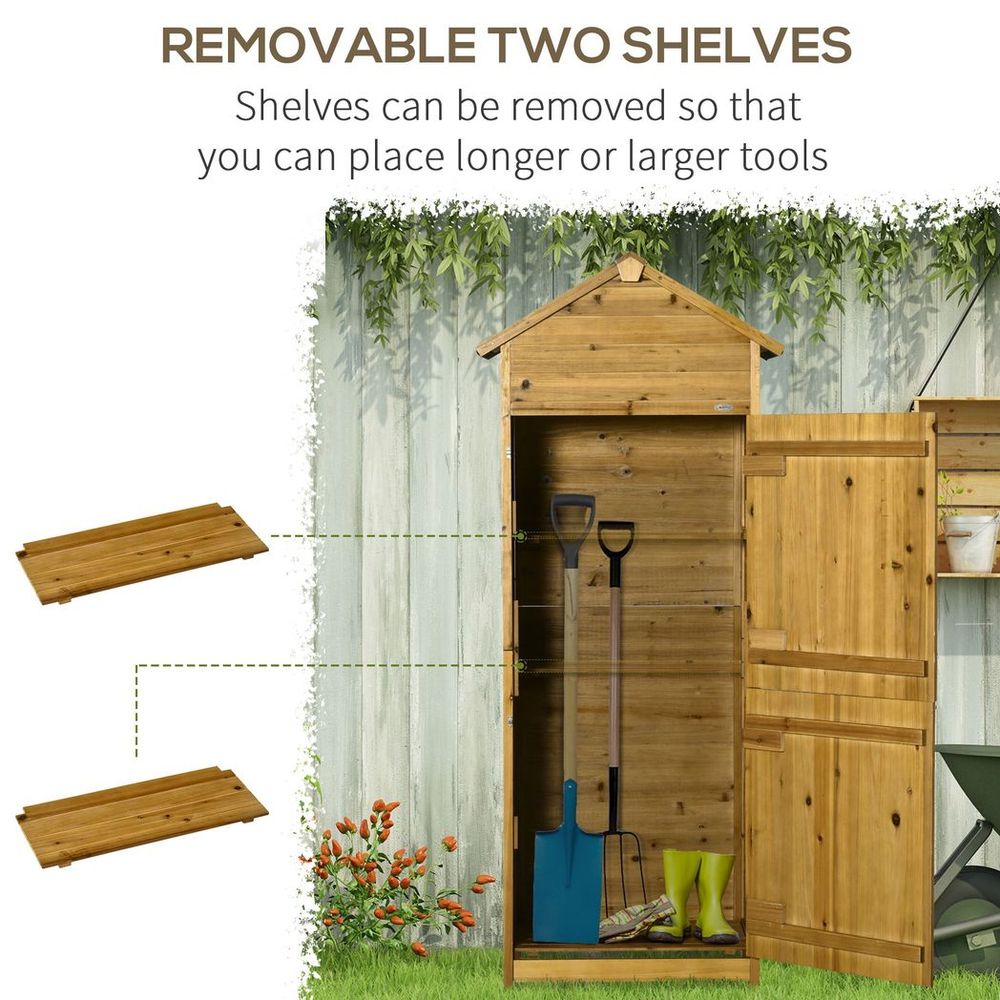 Wooden Garden Storage Shed Tool Cabinet - Lockable Doors, Weather-Resistant - 191.5x79x49cm