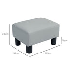 Chic Faux Leather Footstool Small Footrest with 4 Plastic Legs, Grey