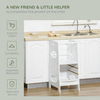 Adjustable Kids Step Stool - Safe & Sturdy Toddler Kitchen Stool for Independence