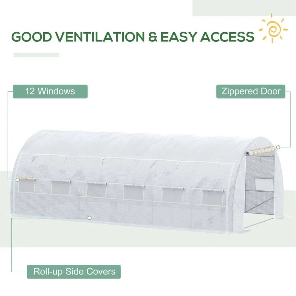 6x3x2m Poly Greenhouse Tent - Steel Frame - White
