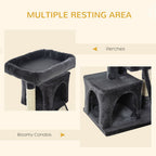 Cat Rest & Play Tree - 2 House Perch Scratching Post, Durable - Black
