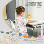 Adjustable Tiltable Kids Desk & Chair Set w/ Drawer, Pen Slot, Hook