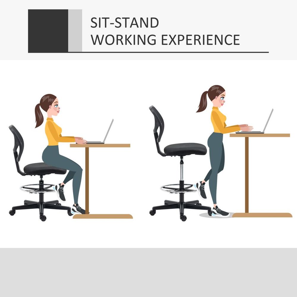 Adjustable Draughtsman Chair with Footrest - Black