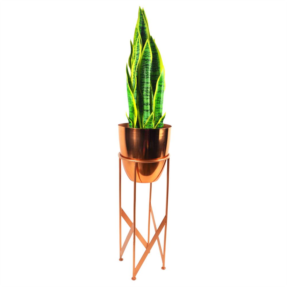 Rustic Handmade Copper Planter & Stand- 55cm Height. Choice of Colours. Indoor Use
