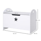 Kids Wooden Toy Box Organizer Children's Toy Storage with Lid Safety Hinge Side Handle Playroom Furniture White