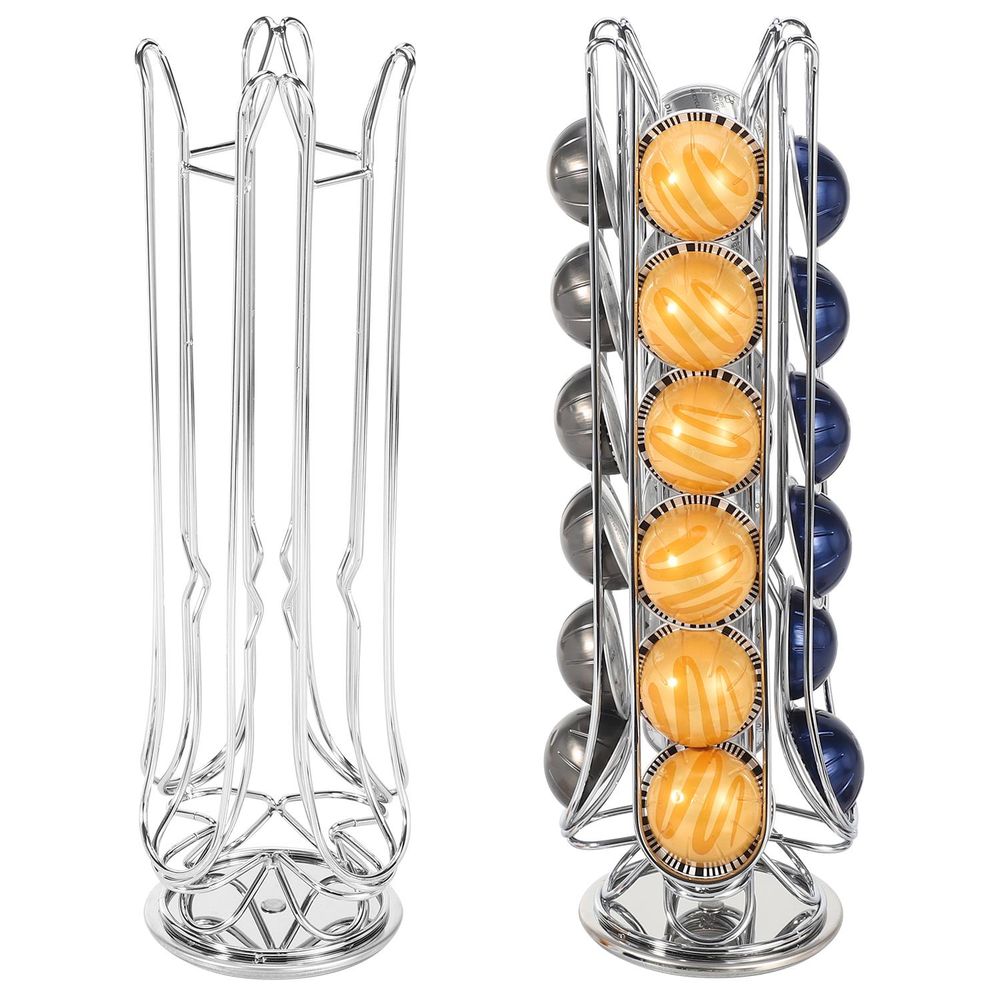 CHROME 24 COFFEE POD STAND - Organize and Display your Flavors with this Sleek Holder!