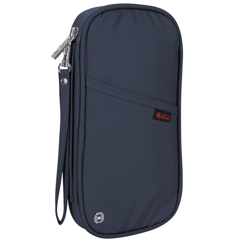 Deluxe Passport Org - Navy Blue - RFID Protected - Multifunctional Travel Wallet - Ideal Gift