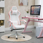 Racing Style Gaming Chair with Reclining Function & Footrest - Pink