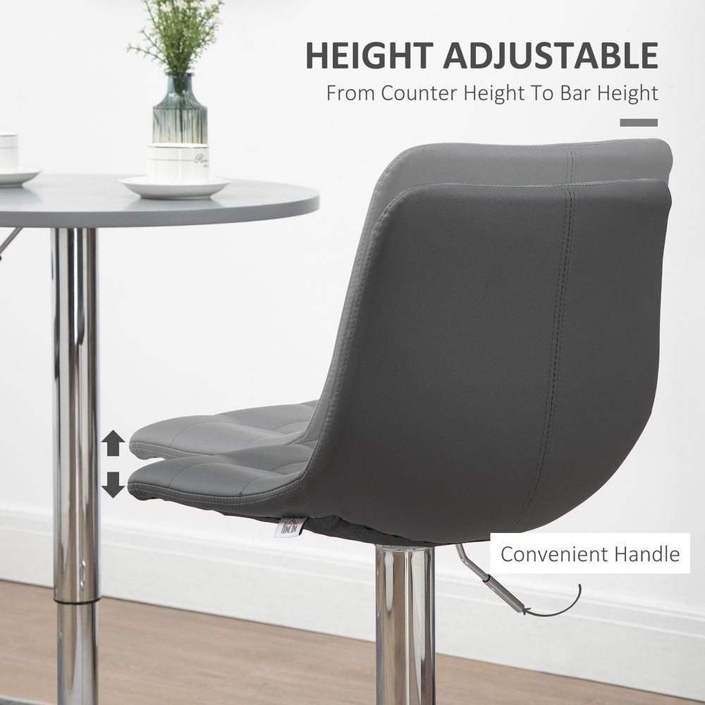 Adjustable Bar Stool Set of 2 - Grey, Swivel with Footrest