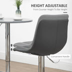 Adjustable Bar Stool Set of 2 - Grey, Swivel with Footrest