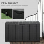 336L Rolling Garden Storage Box, Black - Durable Plastic Container