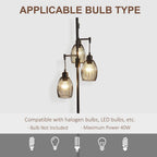 Industrial 3-Light Floor Lamp, Dimmable Black, 170cm